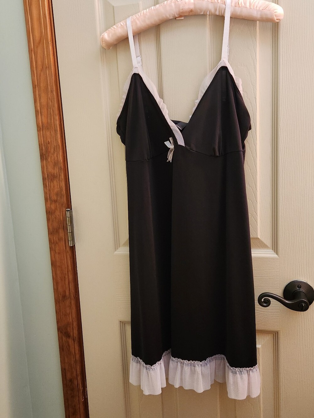 Black & Cream Tulle-Trim Slip Dress by Marilyn Monroe brand Sz L